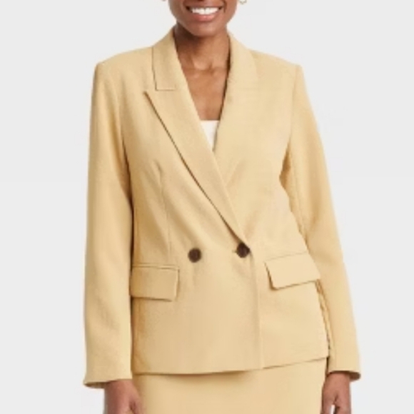 a new day Jackets & Blazers - NWT A New Day Beige Double Breasted Blazer Jacket Size Medium